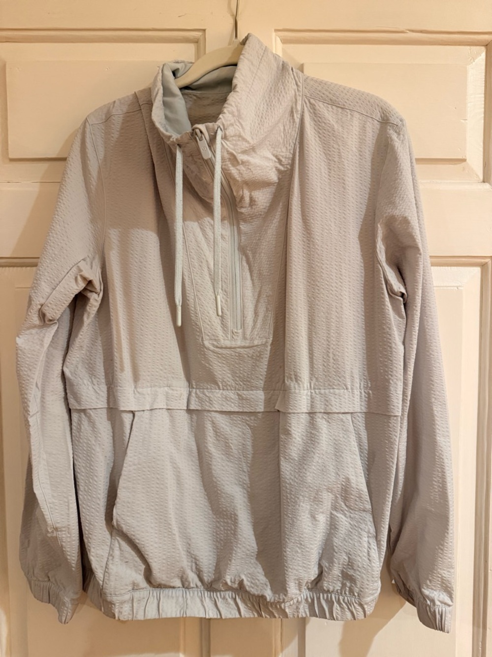 lululemon athletica light beige drawstring half-zip pullover